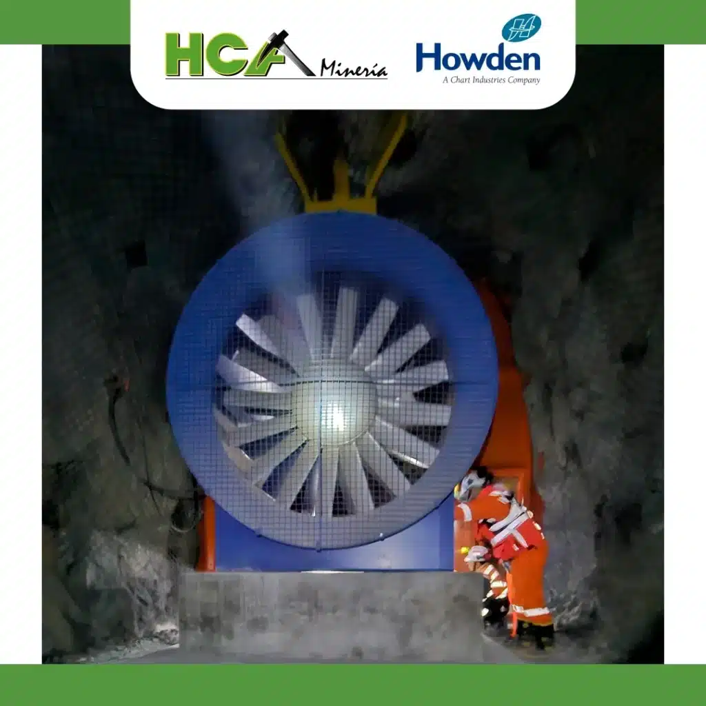 En HCA Minería somos distribuidores de ventiladores axiales mineros Howden.