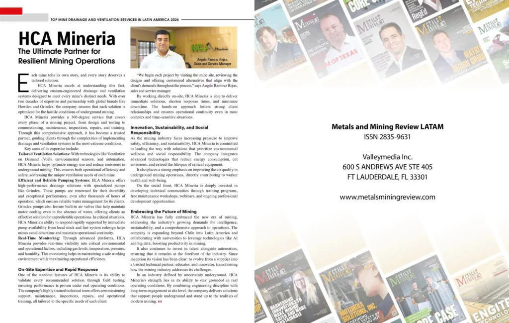 Nota oficial del reconocimiento como Top Mine Drainage & Ventilation 2026.